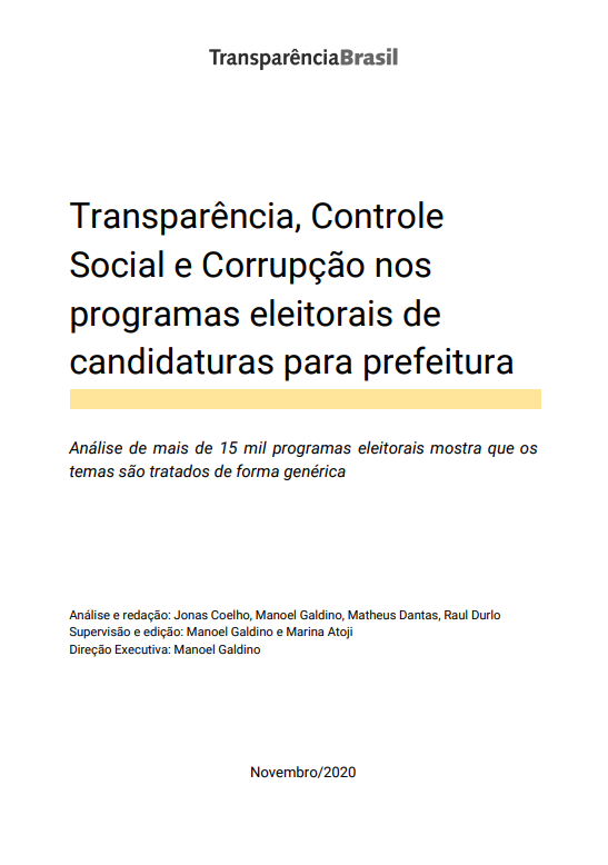 Transparência, controle social e corrupção nos programas eleitorais às prefeituras